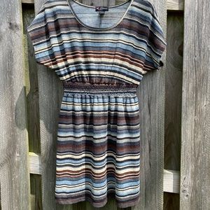 Love Delirious XL striped mini dress casual comfy short sleeve Earth ton…